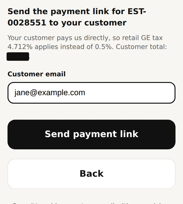 Send the payment link