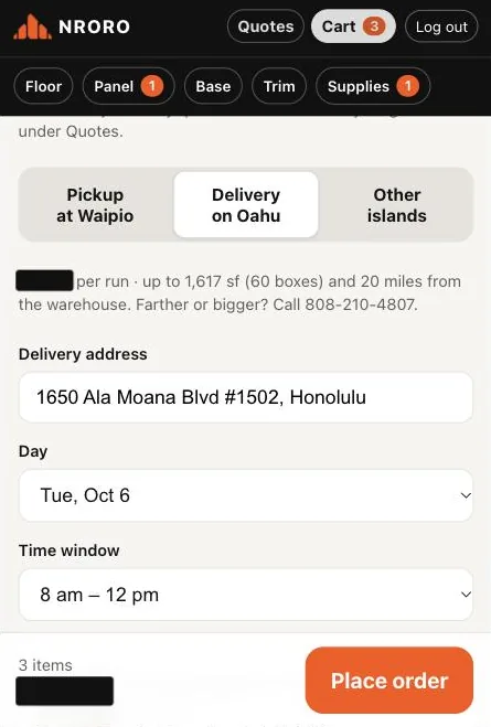 Delivery on Oahu