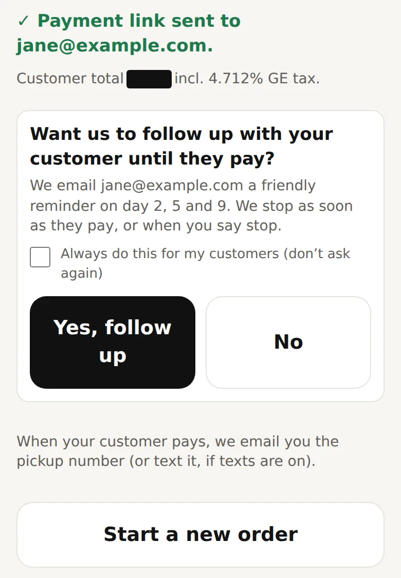 Follow up with your customer