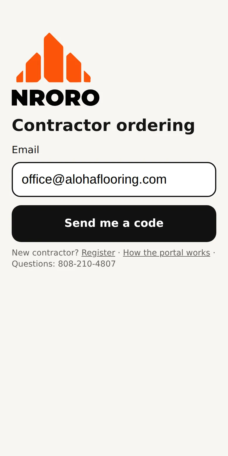 Login page