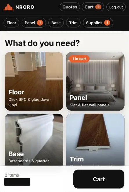 Home page categories