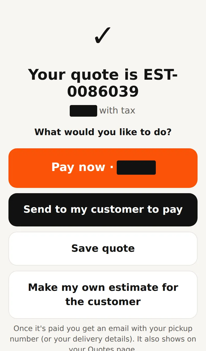 Quote number and next steps