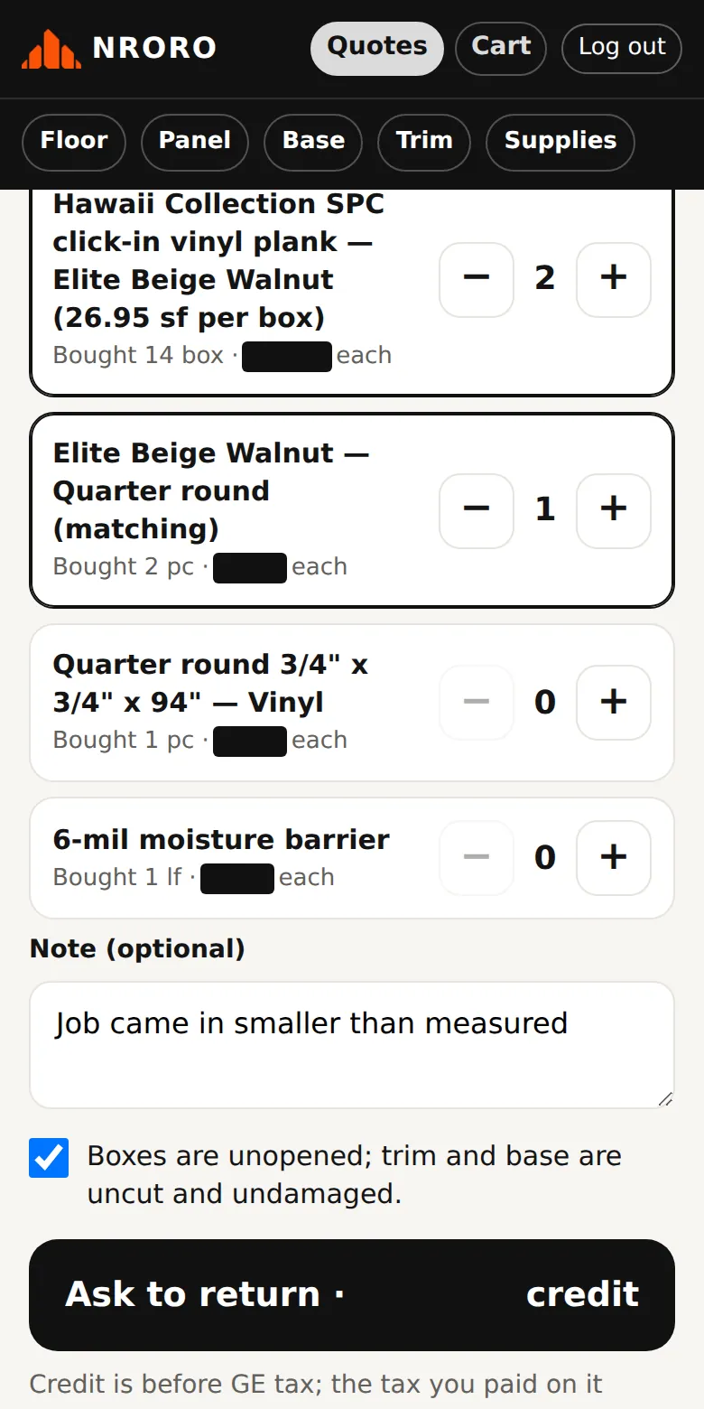 Return form